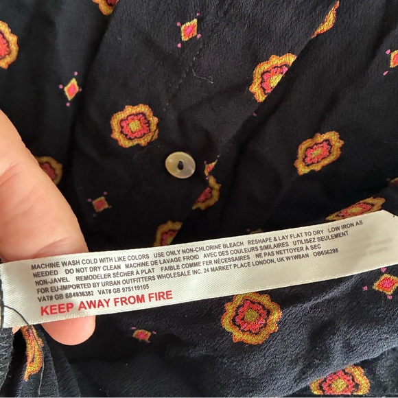 Intimately Free People Black and Orange Button Down Long Sleeve Shirt XS - Picture 12 of 13